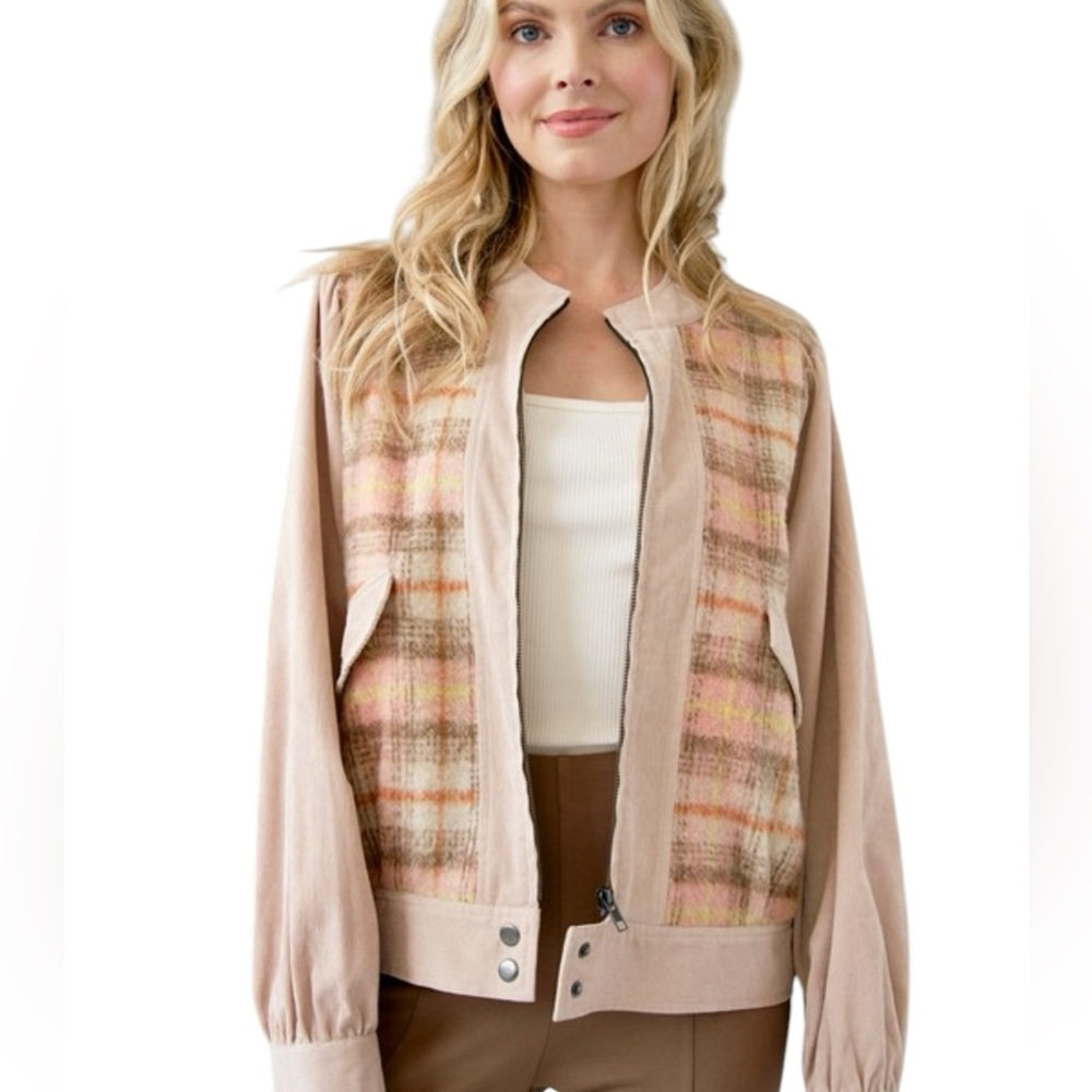 Tan/Pink Plaid Jacket